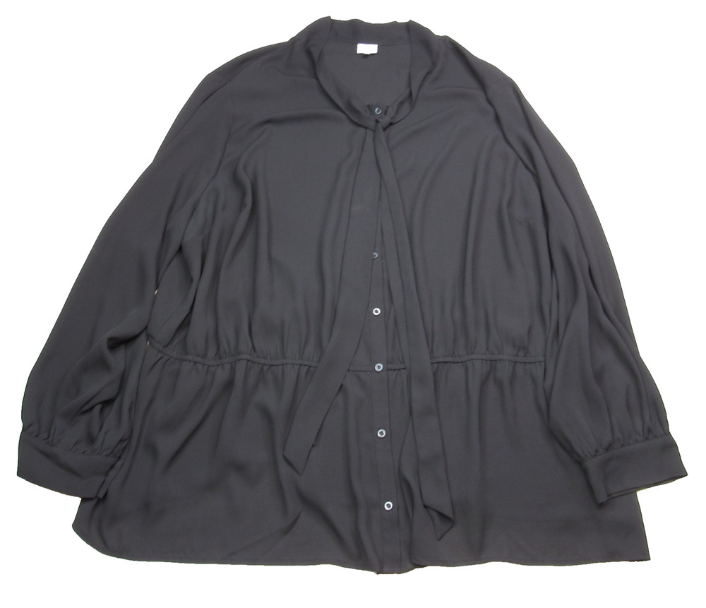 Pleione Womens Blouse Size 3X Black Top Long Sleeve Button Front Long Sleeve